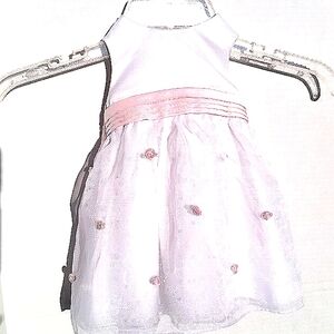 CINDERELLA BRAND FLOWER GIRL DRESS FORMAL DRESS TULLE W/PINK ROSEBUDS SIZE 6m